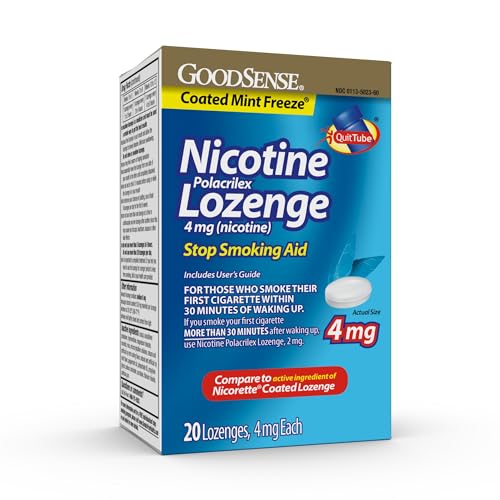 Good Sense Coated Ice Mint Nicotine Polacrilex Lozenges 4 mg Stop Smoking Aid 20 Count