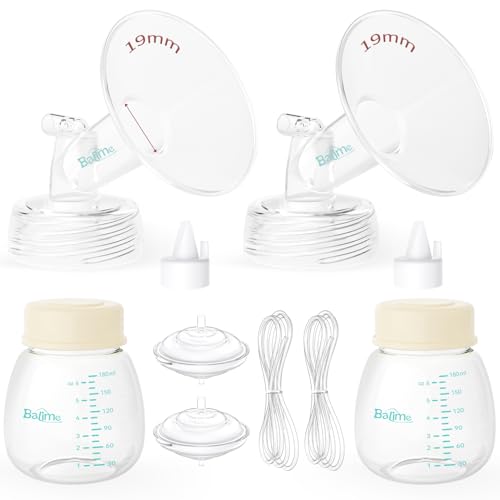 Breast Pump Parts Compatible with Spectra S1/S2/9 Plus, Not Original Accessories, Full Set Replacements Include 11mm Flanges, Valves, Backflow Protectors (Duckbills Included), Tubings and Bottles