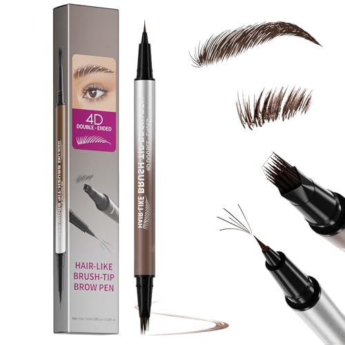 Image of Microblading Eyebrow Contouring Pencil - Dual Ended Eyebrow Pen - Precise Waterproof 2-in-1 Eyebrow Pen with Micro-Fork-Tip - Smudgeproof Eye Brow Pencil (Dark Brown)