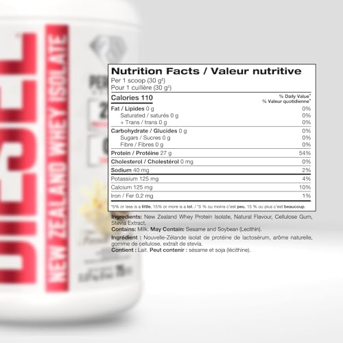 DIESEL 100% New Zealand Whey Isolate, Grass-Fed & Pasture Raised - French Vanilla 5lb - 2