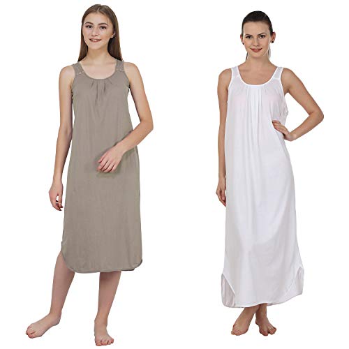 Image of BLAZON Women's Cotton Hosiery Solid Maxi Nighty Slip (Pack of 2) Available Sizes: S, M, L, XL, 2XL, 3XL, 4XL, 5XL