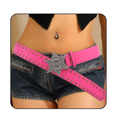 Women Western Belt Vintage Cowgirl Cowboy Belt for Pant Jeans with Star Buckle Ladies Y2K Leather Belt Country Belts