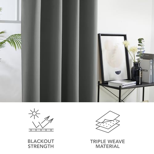 Image of Deconovo Blackout Curtains Eyelet, Energy Saving Thermal Insulated Curtains, Noise Redudcing Bedroom Curtains for Living Room, 55 x 118 Inch, Light Grey, 2 Panels
