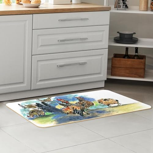 Alfombrillas de cocina antideslizantes para evitar resbalones con diseño pastel de pollos 7