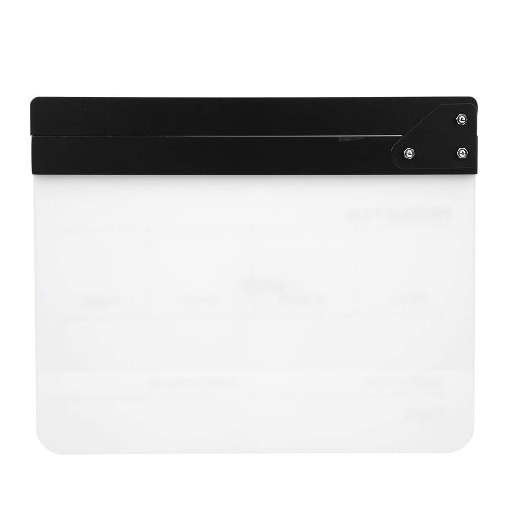 Clapboard in acrilico 30x25 cm, clapboard professionale per registi, lavagna da scrittura con gesso – clapboard azione scrivibile con magnete integrato per la produzione video e la (Lavagna bianca a