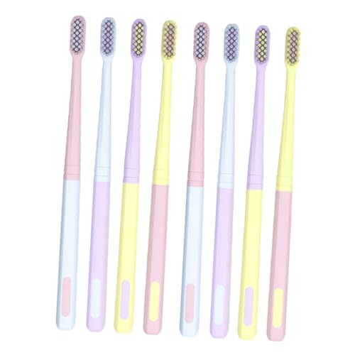 HONMEET 8 piezas Cepillos de Dientes para Adultos Cabezal Pequeño Cerdas Suaves Flexibles Mango Ergonómico Portátil para Viaje Uso Diario Familia