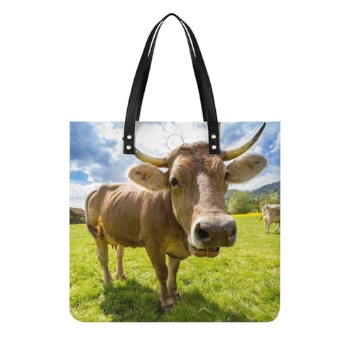 Sac à main shopper pour femmes imprimé vache | Tote bag bandoulière 39x39cm