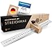 Adlerfokus Streichmaß [EG-1] - Anreisswerkzeug Made in Germany - Anschlaglineal - Anreisswerkzeug mit extra stabilem INOX Lineal – Streichmaß Metall mit Anschlag aus Buchenholz