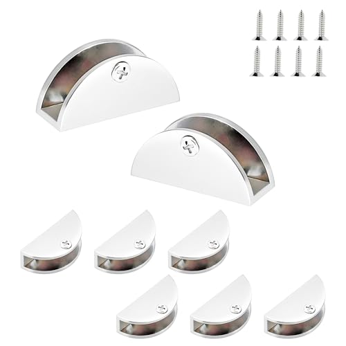 Qrity 8 Pièces de Pinces à Verre, Accroche Miroir Mural Fixation, Pince Support en Alliage de Zinc, Pince À Verre Réglable, Clip en Verre Demi-Cercle, pour...