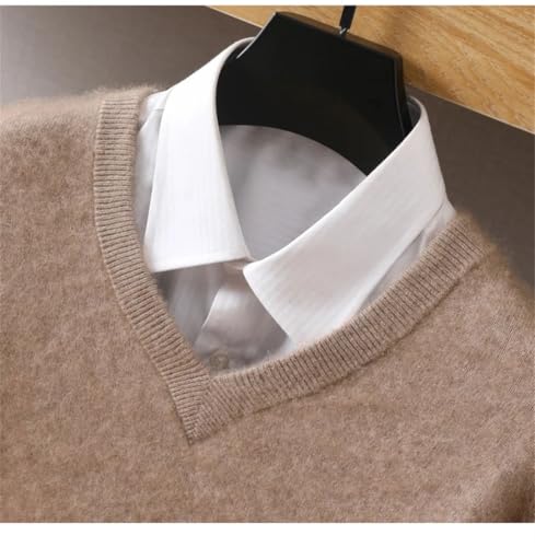Men's Cashmere Sweater V-Neck Pullover Knitted Sweater Winter Tops Long Sleeve Comfort Jumper4