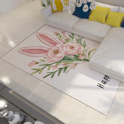Descente lit design mignon et simple avec fleurs et oreilles de lapin