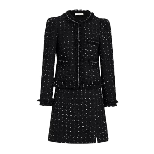 Women's Tweed Sets Professional Jacket Business Split Skirt 2-Piece Suits