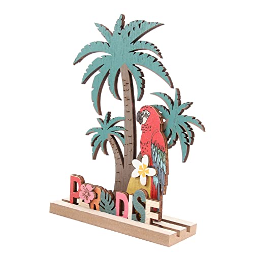 HOLIDYOYO Décoration Tropicale D'intérieur Ornement en Bois Rouge Parrot Plante Tropicale Miniature pour Chambre D'garçon et Filles Accessoires de Maison...