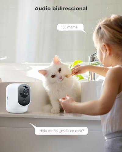 Miniatura 4 de Cococam 2k Camara Vigilancia Wifi Interior Sin Cable Con Batería 5200mah, 355 P 90 T, Inalámbrica Para Bebés Mascotas Cuidado Ancianos, Reconocimiento Ai, Detección Humana Pir 1, Blanco