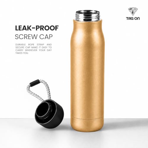 Image of 304 Stainless Steel Water Bottle 500 ml | Hot & Cold | Durable & Leak-Proof | For Office, Home, Kids, School For Women Men | 500ml water bottle | Gold