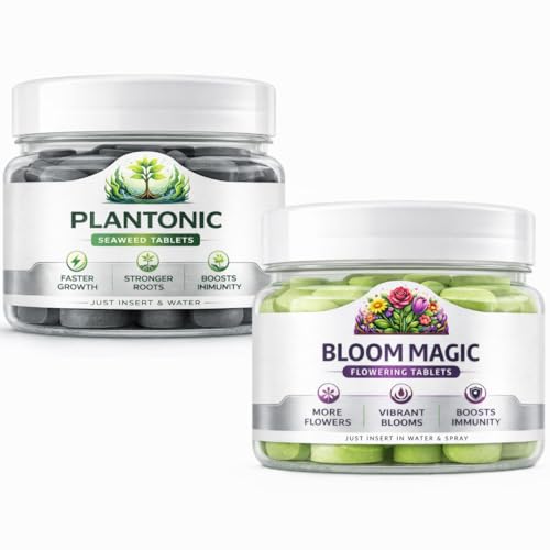 Image of Plant Growth Booster & Flower Booster Tablets Combo | Seaweed + Micronutrient Tablets | Indoor & Outdoor Plants | Bloom Magic & Plantonic | Plant Food for Balcony, Terrace & Home Garden