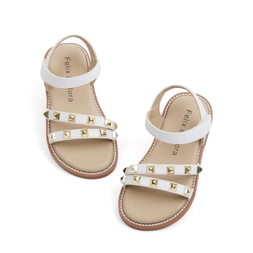 Image of Felix & Flora Toddler Girl Sandals - Little Girl Easter Dress Shoes Lightweight Open Toe Beach Holiday Flats