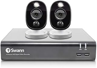 Swann Home Security Camera System, 4 Channel 2 Cameras, Wired CCTV Surveillance 1080p