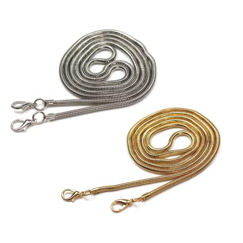 NEUSID 2 cadenas para bolsos, 110 cm, correas de hombro de metal, para bolsos, con hebillas de metal (oro, plata), plata+oro ligero
