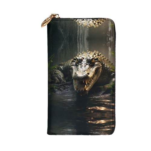 Stylish Crocodile surfaced Printing Leather Wallet - Long Clutch for Women, RDurable Material, 12 Card Slots, Zipper Compartments2