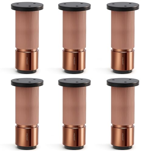 Image of Plantex 4 Inch Sofa Leg for Bed Furniture /Aluminium Sofa Leg for Table /Support Legs /Furniture Leg - Pair of 3 (6 Piece) (DTS-77,Rose Gold)