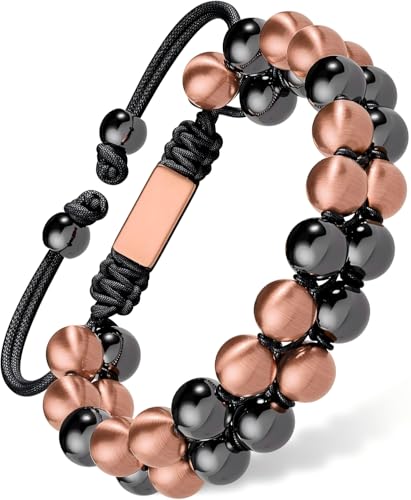 Pulsera magnética de hematita de doble resistencia BioMag con cuentas de cobre ajustable