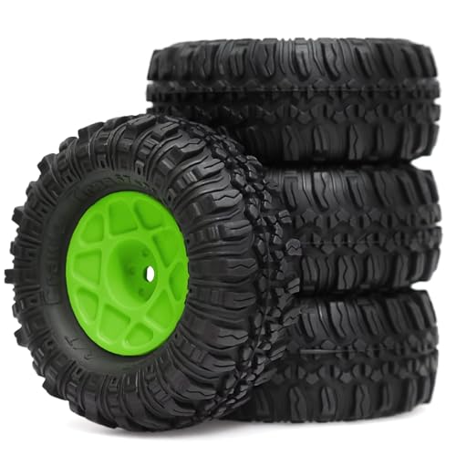 RC�^�C���Z�b�g For TRX4M For SCX24 AX24 For FCX24 FCX24M 1/18 1/24 4PCS 1.0�C���` �r�[�h���b�N�z�C�[���^�C���Z�b�g 57x27mm RC�N���[���[�A�b�v�O���[�h�p�[�c(Green)