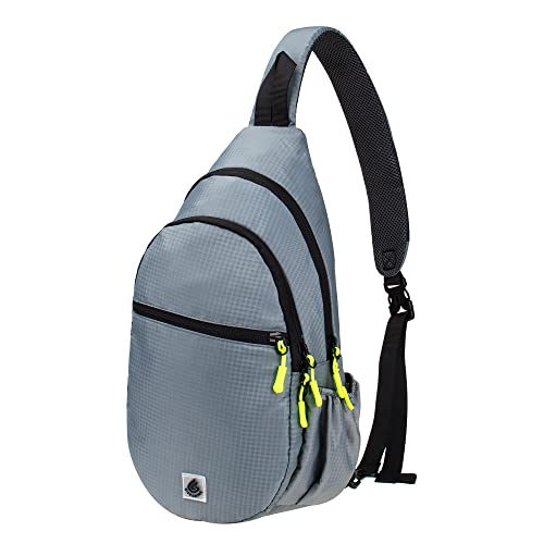 Gisdanchz Sling Bag Herren Damen, Schultertasche Herren Damen Grau Wasserdicht Klein Sportlich, Brusttasche Crossbag Crossbody Bag Backpack Umhängetasche Herren Damen Daypacks Bodybag, Hellgrau Cover