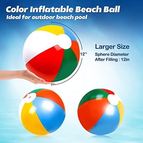 Inflatable Beach Ball Kids Beach Balls Bulk Pool Party Favors Summer Water Toy Fun Outdoor Games Activities Classic Rainbow Color Birthday Party Decorations Gifts 12 Inches From Inflated(10 Pcs) #TOP5