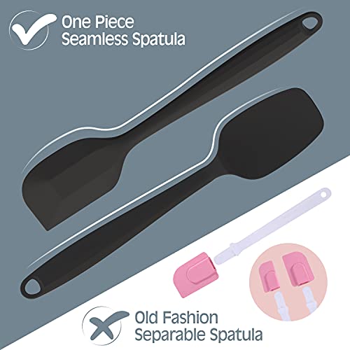 Permanent Warranty Silicone Spatula Set Of 6 Seamless One-Piece Non Stick Heat Resistant Up 600°F Kitchen Utensils Cooking Baking Black #TOP1