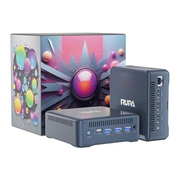 RUPA Mini PC 12ª geração Alder Lake N100 (até 3,4 GHz), 16GB DDR4 RAM 512GB SSD, 4Cores 4Threads 2xType-c Desktop Computer Support 4K @60GHz 3-Screen Display/Windows 11 Pro/WiFi 5/BT 4.2/Auto Power On