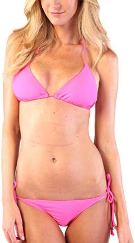 INGEAR Neon Solid Bikini Swimsuit (Medium, Pink)