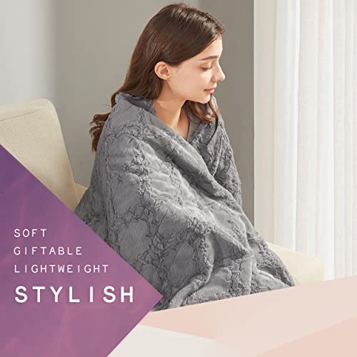 Hyde Lane Luxury Faux Fur Heated Throw Blanket | 50X60 | Soft Gray Mink And Reverse Electric Heating Throw | 3 Heat Settings | Auto-Shutoff | Machine Washable #TOP2