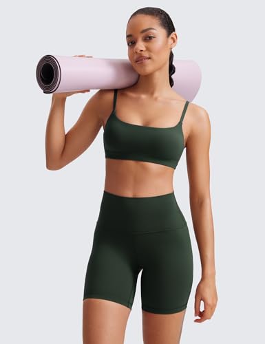 Image of CRZ YOGA Butterluxe Scoop Neck Sports Bras | Light Support, Removable Pads, Yoga, Extremely Soft, U Back, Adjustable Spaghetti Straps, for Women
