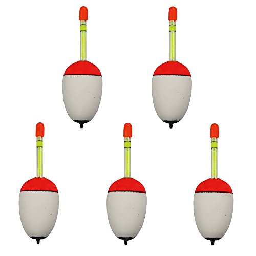 ICE SEA 5pcs 20g-40g EVA Foam Floats Bobber Fishing Floats +10pcs Fishing Luminous Sticks Glow Night Lighting Fishing Floats Bobbers Kit (5pcs 30g Float+10pcs golw Stick)