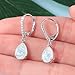 Leverback White Opal Dangle Earrings 14k White Gold Plated Drop Earrings for Women Teardrop Earrings Elegant Jewelry Gifts for Mothers Day Birthday Party