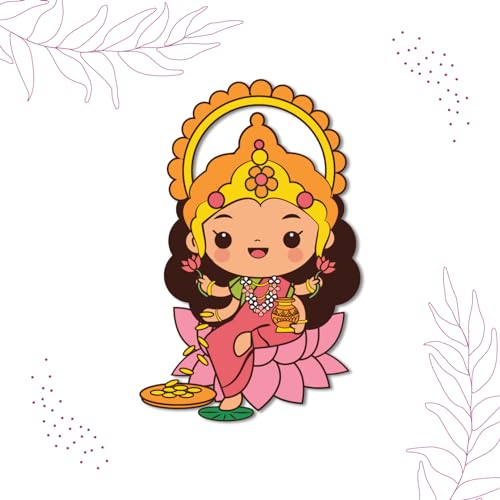 Image of Bhai Please Goddess Laxmi Wooden Fridge Magnet (Pack of 1) |Hindu God, Spiritual, Divine, Devotional, Housewarming Gift and Decorations (Goddess Laxmi)