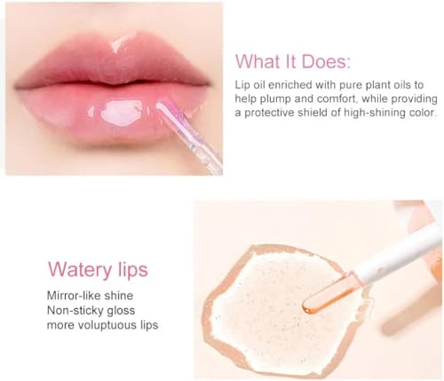 Image of Cute Lip Gloss & Lip Oil Combo Set of 4 for Girls & Teens | Pink & Clear Tinted Glosses | Hydrating, Non-Sticky Shine | Aesthetic Makeup Gift Set