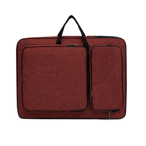 Image of 8K Artist Portfolio Carry Backpack Case Versatile Art Bags Waterproof Adjustable Drawing Board Backpack Art Storage Bags for Artworks Painting Drawing Sketching 19.7 inch x 14.6 inch x 2.4 inch(Red)