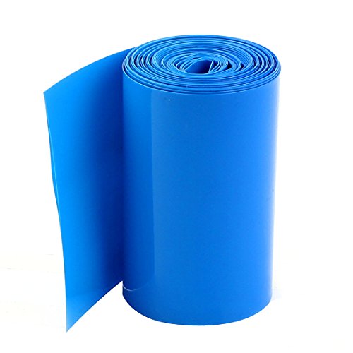 uxcell 5Meters 70mm Width PVC Heat Shrink Wrap Tube Blue for 4 x 18650 Battery Pack