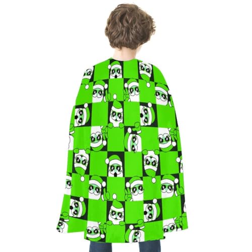 HTSAHKV Christmas Green Black Checkerboard Santa Cape