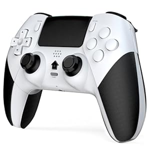 Shiptree Wireless Controller für PS-4, Game Controller Kompatibel mit PS-4/Slim/Pro mit 2 Programmierbaren Tasten, Gamepad mit Trubo/Dual Vibration/6-Achsen Gyro Sensor/Touchpanel - Weiß