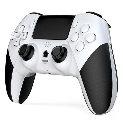 Shiptree Manette pour PS-4, Manette Sans Fil Controller Compatible avec P4/P4 Pro/Slim, Gamepad P4 avec Turbo/Gyroscope à 6 Axes/Boutons Programmables/Double Vibration/Pavé Tactile - Blanc
