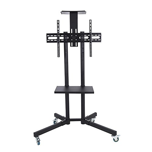 GOTOTOP Chariot Mobile de TV Support de Montage Hauteur Réglable pour 32  65 Pouces LCD/LED écran Plat avec étagère et Roues capacité de Charge 110 kg