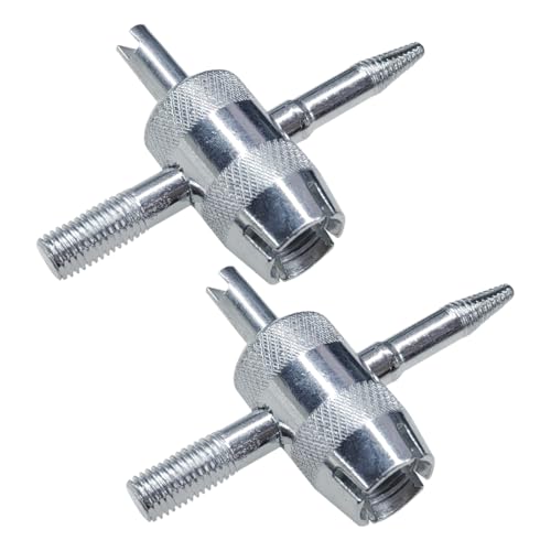 SKERJOVL 4-Way Valve Core Tool, 4-in-1 Car Tire Valve Stem Remover Installer, Multifunctional Automobile Tire Valve Wrench Puller, Universal Tire Repair Tool for Car Truck Motorcycle Bicycle (2PCS)