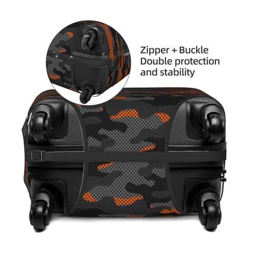 VOSERY Luggage Cover Protector Suitcase Cover - Orange Grey Camouflage High Elasticity Suitcase Covers Protector for Luggage (No Luggage)3