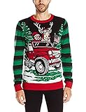 Ugly Christmas Sweater Company Men's Assorted Light-Up Xmas Crew Neck Sweaters with Multi-Colored LED Flashing Lights, Black This is How We Roll, Medium