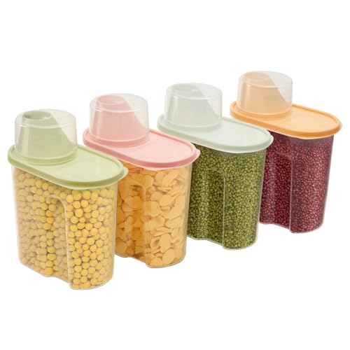 KingSaid Boîtes Alimentaires, 1.9L Lot de 4 Boite Hermetique Alimentaire Pour Conserver Les Céréales Avec Bec Verseur, Boite de Rangement Cuisine, Pour Céréales, Farine et Aliments Secs