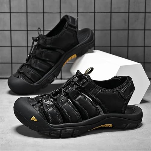 Men’S Genuine Cow Leather Fashion Design Breathable Casual Shoes Soft Bottom Outdoor Beach Ankle-Wrap Classic Sandals2