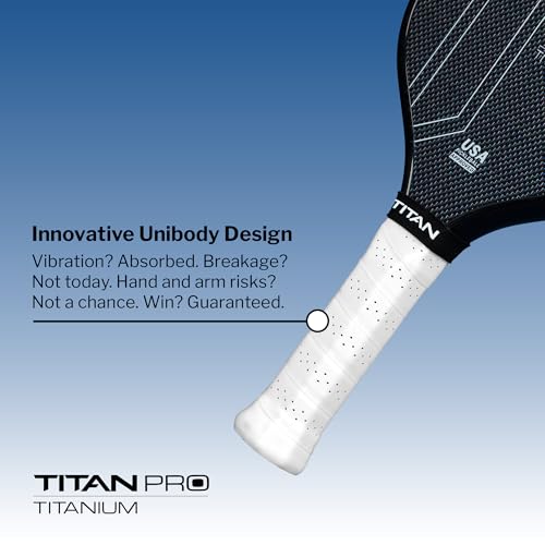Titan Pickleball Titanium Pro Pickleball Paddles, 8mm PP Honeycomb Duo Core, Carbon Fiber Pickleball Paddle, Elongated, USAPA Approved, 16mm Thickness, Toray T700 Pickleball Paddle